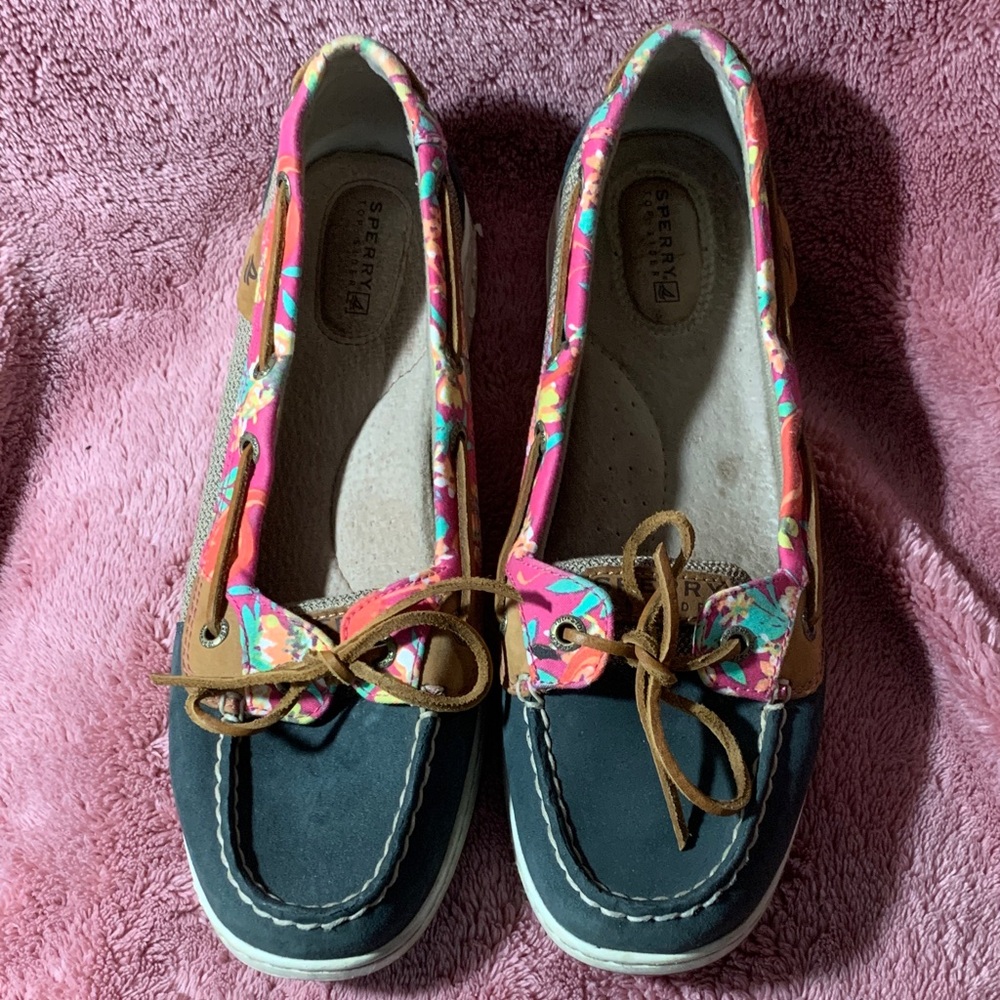 Sperry Women's Navy and Pink Floral Loafers